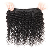 Bundle Deals With Closure Deep Wave Virgin Human Hair Natural Black