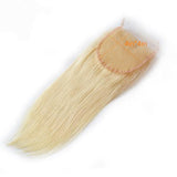 #613 Straight Closure Human Hair Blonde Closure