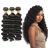 Bundle Deals Deep Wave Virgin Human Hair Natural Black