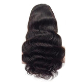 Body Wave 13x4 Transparent Frontal Lace Wig Naturlal Black 180% Density