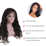 Body Wave 13x4 Transparent Frontal Lace Wig Naturlal Black 180% Density