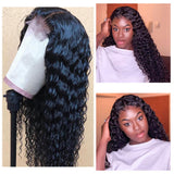 Deep Wave 5x5 Invisible HD Closure Lace Wig Naturlal Black 180% Density