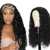 Italy Curly Glueless Headband Wig Naturlal Black 180% Density