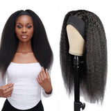 Kinky Straight Glueless Headband Wig Naturlal Black 180% Density