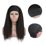 Kinky Straight Glueless Headband Wig Naturlal Black 180% Density