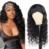 Loose Deep Wave Glueless Headband Wig Naturlal Black 180% Density