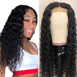 180% Density Deep Wave 4x4 Regular Lace Closure Wig Naturlal Black