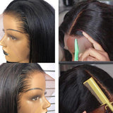 Straight 13x4  Transparent Frontal Lace Wig Naturlal Black 180% Density