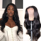 180% Density Body Wave 4x4 Transparent Closure Lace Wig Naturlal Black