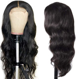 180% Density Body Wave 4x4 Transparent Closure Lace Wig Naturlal Black