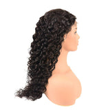 180% Density Deep Wave 4x4 Transparent Closure Lace Wig Naturlal Black