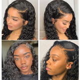 180% Density Deep Wave 4x4 Transparent Closure Lace Wig Naturlal Black